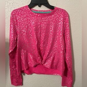 ID Ideology Big Girls Pink & Silver Leopard-Print Twist Long-Sleeve T-Shirt. XL